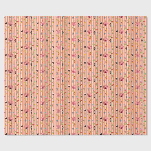  Circus Show op oranje en wit gestreept Cadeaupapier (Vlak)