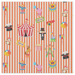 Circus Show op oranje en wit gestreept Stof
