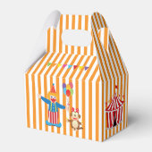 Circus Show op Sinaasappel/Wit Gestreept Bedankdoosjes (Achterkant)