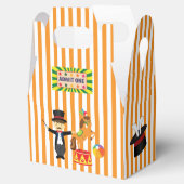 Circus Show op Sinaasappel/Wit Gestreept Bedankdoosjes (Geopend)