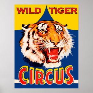 Circus show, wilde tijger, vintage poster