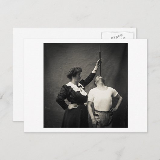  Circus Sideshow Sword Swallower Freak Briefkaart (Voorkant / Achterkant)
