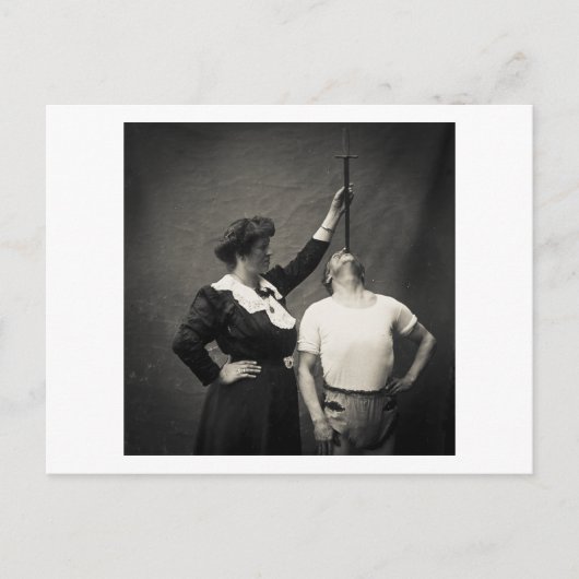Circus Sideshow Sword Swallower Freak Briefkaart (Voorkant)