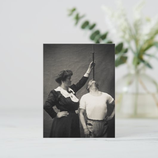  Circus Sideshow Sword Swallower Freak Briefkaart (Staand voorkant)