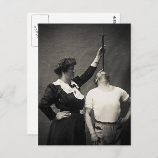 Circus Sideshow Sword Swallower Freak Briefkaart (Voorkant / Achterkant)