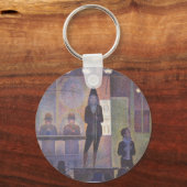 Circus Sideshow van Georges Seurat,  kunst Sleutelhanger (Voorkant)