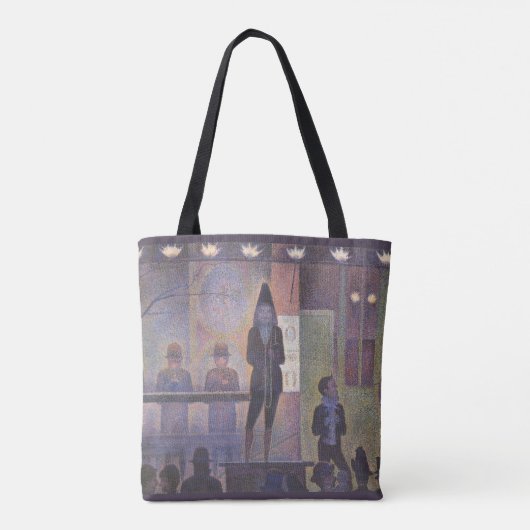 Circus Sideshow van Georges Seurat,  kunst Tote Bag (Achterkant)