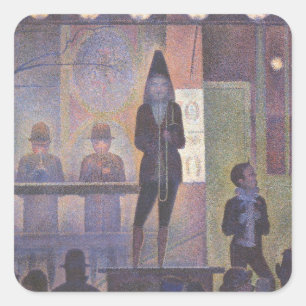 Circus Sideshow van Georges Seurat, Vintage Kunst Vierkante Sticker