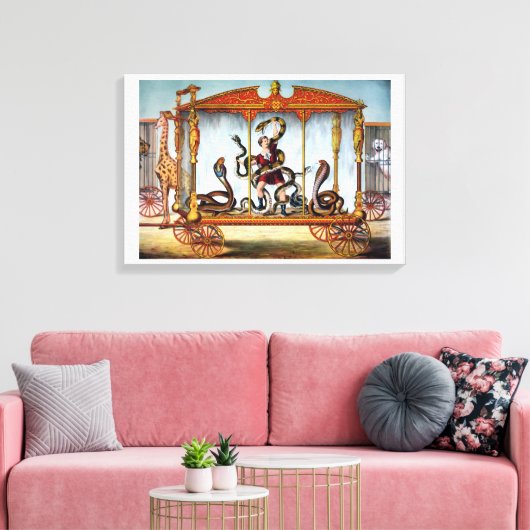 Circus Snake Handler en gekookte dieren Canvas Afdruk (Insitu (Woonkamer))