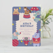 Circus Spectaculaire Verjaardag Uitnodiging (Staand voorkant)