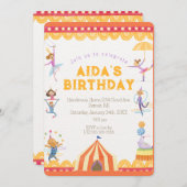 Circus Spectaculaire Verjaardag Uitnodiging (Voorkant / Achterkant)