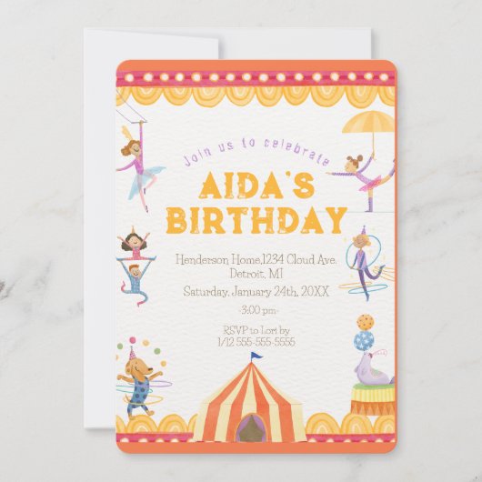 Circus Spectaculaire Verjaardag Uitnodiging (Voorkant)