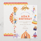 Circus Spectaculaire Verjaardag Uitnodiging (Voorkant / Achterkant)