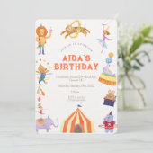 Circus Spectaculaire Verjaardag Uitnodiging (Staand voorkant)