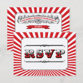 Circus Steampunk RSVP in het rood (Voorkant / Achterkant)