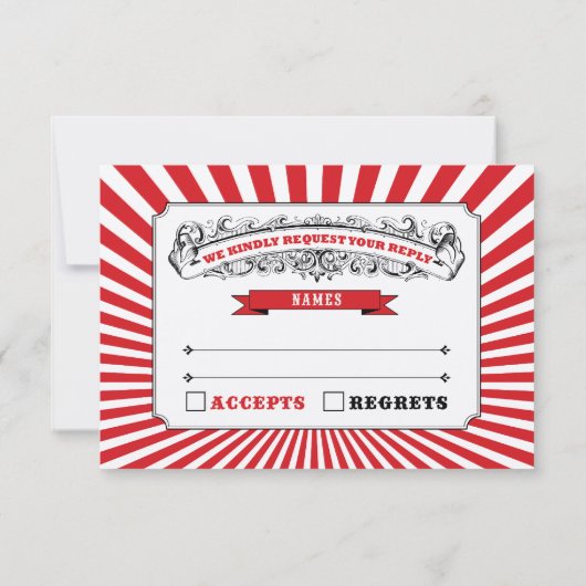 Circus Steampunk RSVP in het rood (Achterkant)