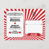 Circus Steampunk Wedding Bewaar de datum rood Aankondigingskaart (Achterkant)
