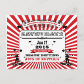 Circus Steampunk Wedding Bewaar de datum rood Aankondigingskaart (Voorkant)
