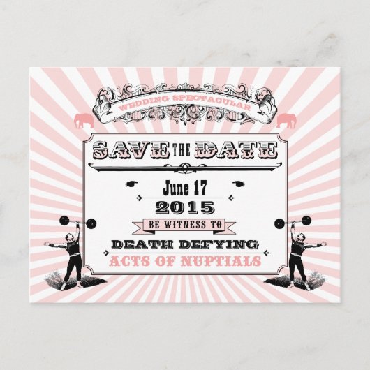Circus Steampunk Wedding Spectacular Save the Date Aankondigingskaart (Voorkant)