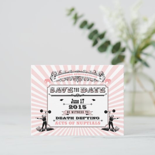Circus Steampunk Wedding Spectacular Save the Date Aankondigingskaart (Staand voorkant)