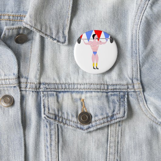 Circus Sterk Man Circus Theme Party Ronde Button 5,7 Cm (In situ)