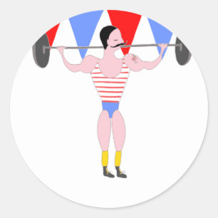 Circus Sterk Man Circus Theme Party Ronde Sticker