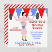 Circus Sterk Man Rode Circus Tent Stripe Party Kaart (Voorkant / Achterkant)
