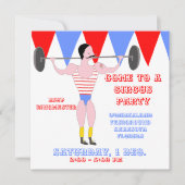 Circus Sterk Man Rode Circus Tent Stripe Party Kaart (Voorkant)