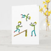 Circus Stickmannen Acrobaten Kaart (Gele Bloem)