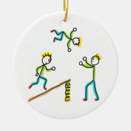 Circus Stickmen Acrobaten Keramisch Ornament