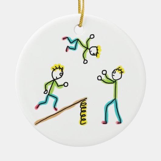 Circus Stickmen Acrobaten Keramisch Ornament (Voorkant)