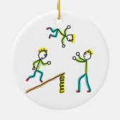 Circus Stickmen Acrobaten Keramisch Ornament (Achterkant)