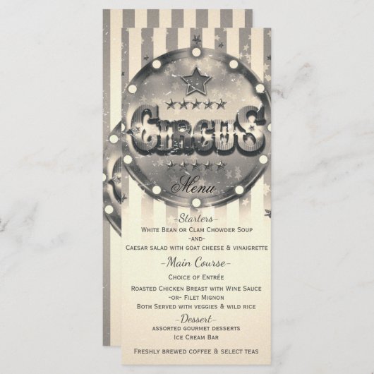  Circus Striped Stripes Custom Party Menu (Voorkant / Achterkant)