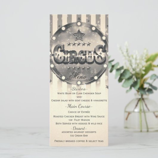 Circus Striped Stripes Custom Party Menu (Staand voorkant)