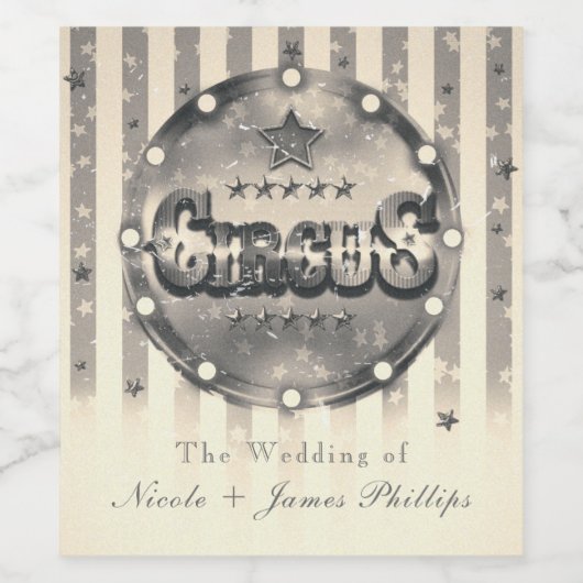  Circus striped Stripes Party Wine Labels Wijn Etiket (Enkel label)