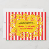 Circus Stripes Fun Swirl Verjaardagsfeestje Uitnod Kaart (Voorkant)