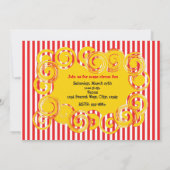 Circus Stripes Fun Swirl Verjaardagsfeestje Uitnod Kaart (Achterkant)