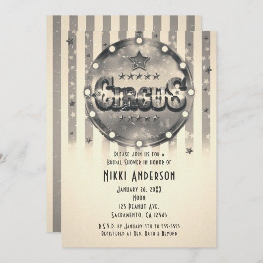 Circus Stripes Party Invitations Kaart (Voorkant / Achterkant)
