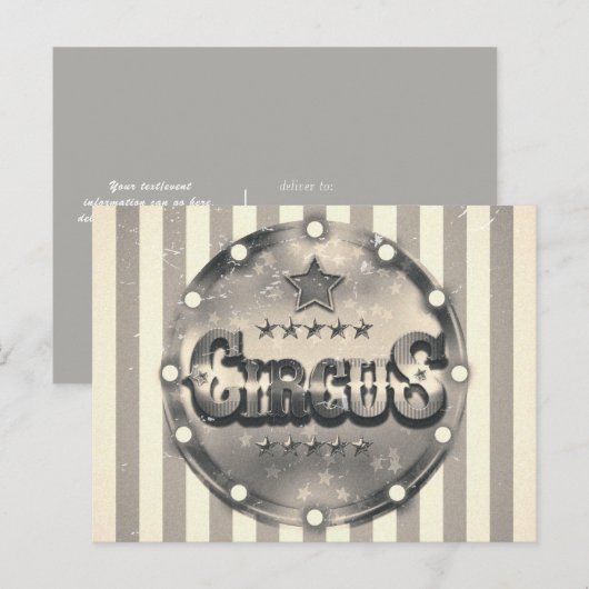  Circus Stripes slaan de Date Party op Aankondigingskaart (Voorkant / Achterkant)