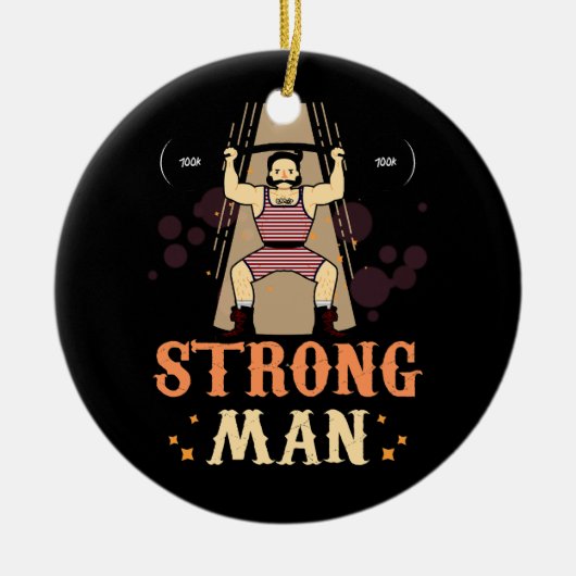  Circus Strongman Gewichtheffen Halloween C Keramisch Ornament (Voorkant)