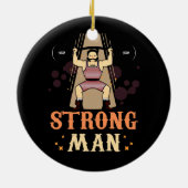  Circus Strongman Gewichtheffen Halloween C Keramisch Ornament (Achterkant)