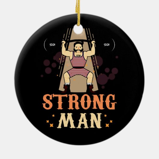  Circus Strongman Gewichtheffen Halloween C Keramisch Ornament (Achterkant)