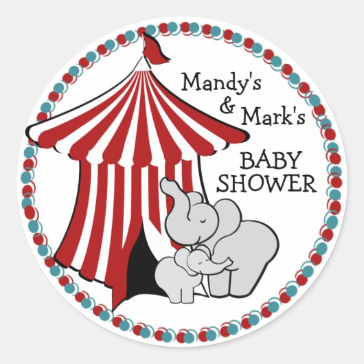 Circus Tent Baby Olifant Ronde Sticker (Voorkant)