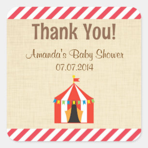 Circus Tent Baby shower Dank u wel! Vierkante Sticker