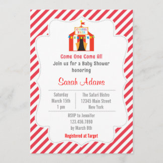 Circus Tent Baby shower Invitation Red Kaart