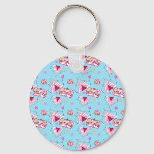 Circus Tent Bal Gele Sterren Vintage Entertainment Sleutelhanger