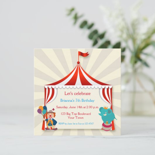 Circus Tent Birthday Kaart (Staand voorkant)