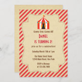 Circus Tent Birthday Party Invitation Rustic Kaart (Voorkant / Achterkant)