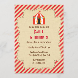 Circus Tent Birthday Party Invitation Rustic Kaart