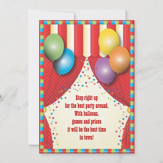 Circus Tent Carnaval Birthday Party Invitation Kaart (Voorkant)